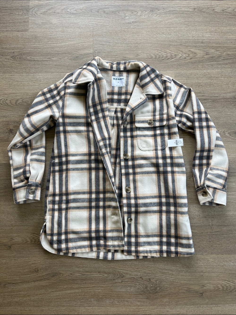 NWT Old Navy Cream Plaid Button-Front Women’s Shirt Jacket
